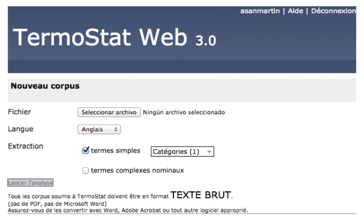 Figura 23. Interfaz de carga de archivos en TermoStat Web 3.0